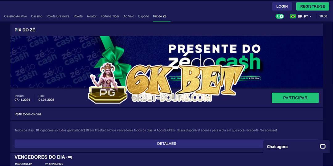 6k bet Bônus